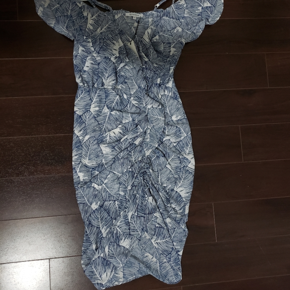 Olivaceous Dress NWT white/navy blue
